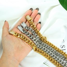 Nuevo cierre de diamante Collar personalizado de hip hop para hombres y mujeres con cadena cubana de 10 mm de relleno de oro de 14 quilates de 60 cm