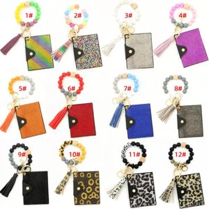 Nuevo monedero con diamantes, billetera con cuentas de silicona, pulsera, tarjeta, billetera de cuero PU para mujer, llavero con estampado de leopardo, venta al por mayor