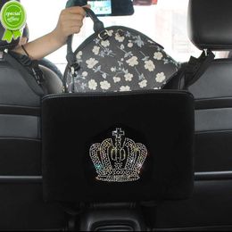 Nueva bolsa de almacenamiento para coche con corona de diamantes, organizador automático de diamantes de imitación colgante, barrera de bolsillo para soporte de asiento trasero, contenedor para coche, almacenamiento y orden