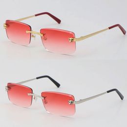 Nieuwe diamantgesneden lens mode metalen randloze frames unisex bril man vrouw optische goud vierkante brillen mannelijke en vrouwelijke bril