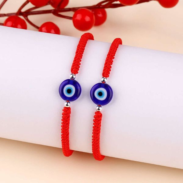 Nouveau bracelet à corde rouge tissé à nœuds diamant Set Evil Eye
