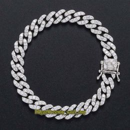 Nuevo collar de diamantes en Europa y América 9 mm de una sola fila CZ Diamond Iced Out Cadena cubana para hombres y mujeres Pulsera Hiphop Chain275N