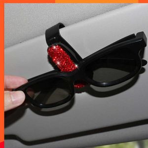 Nuevo diamante plástico Auto visera gafas gafas de sol soporte Clip billete billete tarjetero Bling Rhinestone coche gafas Clip