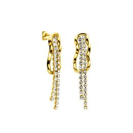 Nieuwe diamant bezaaide Tassel stud oorbellen dames lang temperamentlicht luxe high-end goud glanzende mode all-match sieraden cadeau
