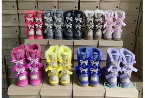 nieuwe diamant vrouw schapenvacht snowboots vrouw handmatige ijzeren boorhak heldere Bowtie Strass laars