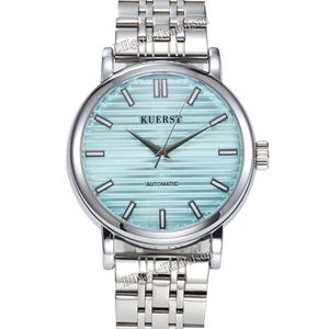 NUEVO Diamante Reloj para mujer Esfera azul hielo Movimiento automático Cristal de zafiro Regalo Relojes para mujer Dos tonos Oro 36 mm