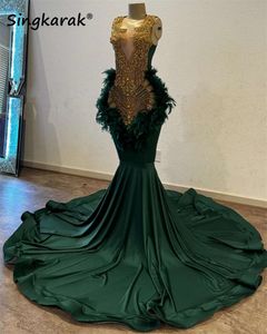 Nieuwe diamanten groene prom glitter kristallen strass beads veren verjaardagsfeestje jurk avondjurk gewaden