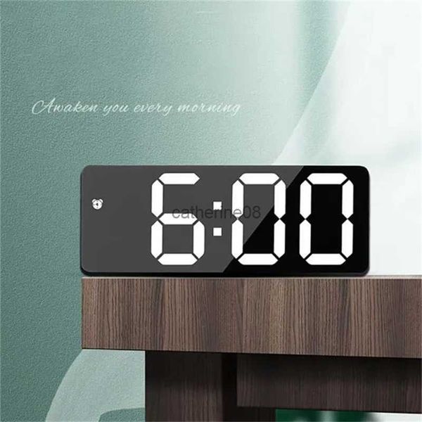 Nouveau réveil numérique horloge électronique LED miroir grand nombre horloges d'affichage horloges de table numériques adaptées au bureau de la chambre L230621