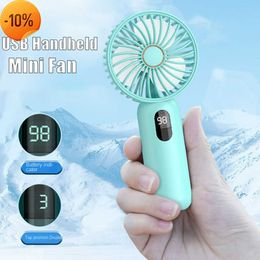 Nieuw digitale display Mini Fan USB 1200 MAH Handheld Cute Small Electric Fan Portable Student Koelapparaat Pocket Buiten Hand Fan