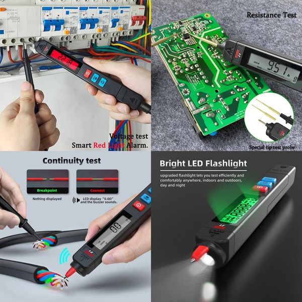 Nouveau testeur de détection de tension multimètre numérique Tester Smart Electric Pen NCV Live Wire Continuity Test OHM HZ DC AC METER