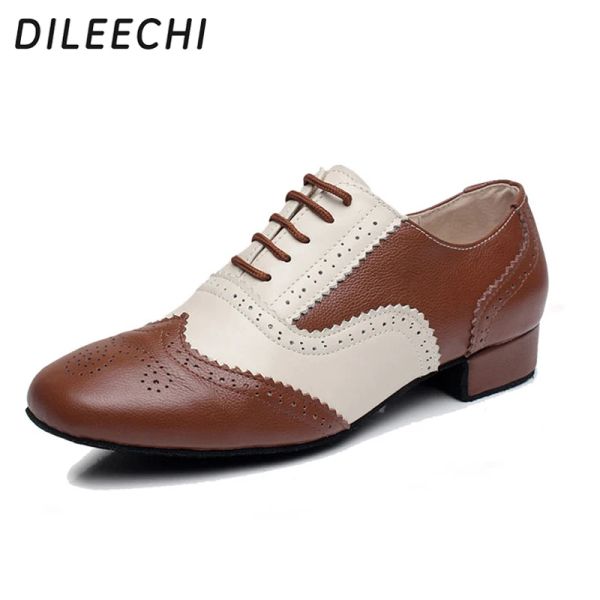 Nuevas botas Dileechi 735 Modern Boy's Ballroom Tango Tango de cuero genuino zapatos de baile latino de cuero Man Heel 2cm 98329