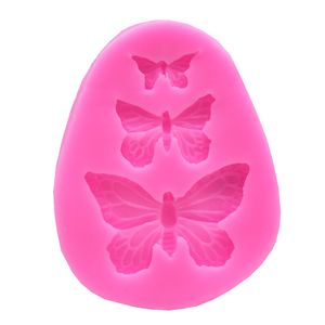 Nuevo Comedor Molde de mariposa Accesorios para hornear de silicona 3D DIY Sugar Craft Cortador de chocolate Molde Fondant Herramienta de decoración de pasteles 3 colores DH8768