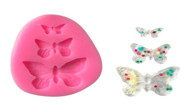 Nuevo molde de mariposa de comedor Accesorios para hornear 3D Cortador de chocolate Cortador de chocolate Herramienta de decoración de pasteles de fondant 3 Col1691656