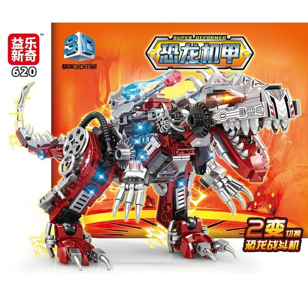 Nouveau dinosaure Wukong Transformation Mech Festival compatible avec un petit ensemble d'assemblage de particules pour enfants Puzzle Toy Wholesale