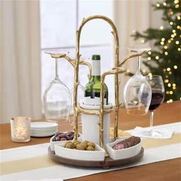 Nouveaux plats assiettes Gold Oak Resin Crafts Christmas Bowl Bowl Snack Rack Decoration Creative Memorial Home Living Room 316V