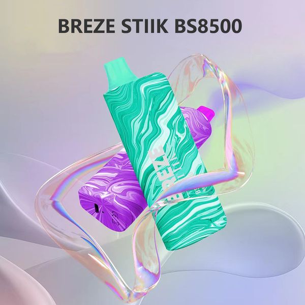 Nuevo vape desechable Breze Stiik BS 8500 Puffas Vape Puff Características E Bobina de malla de cigarrillos 17ml Pod 2% 16 Sabores Vapes Recargables disponibles Big Vapor Pen