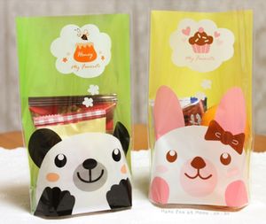 NIEUWE DIY 200 stks / partij 2 Kleuren Bear Open Top Snack Tassen / Mooie Koekjes Brood Cookie Gift Bag 14x20cm Groothandel