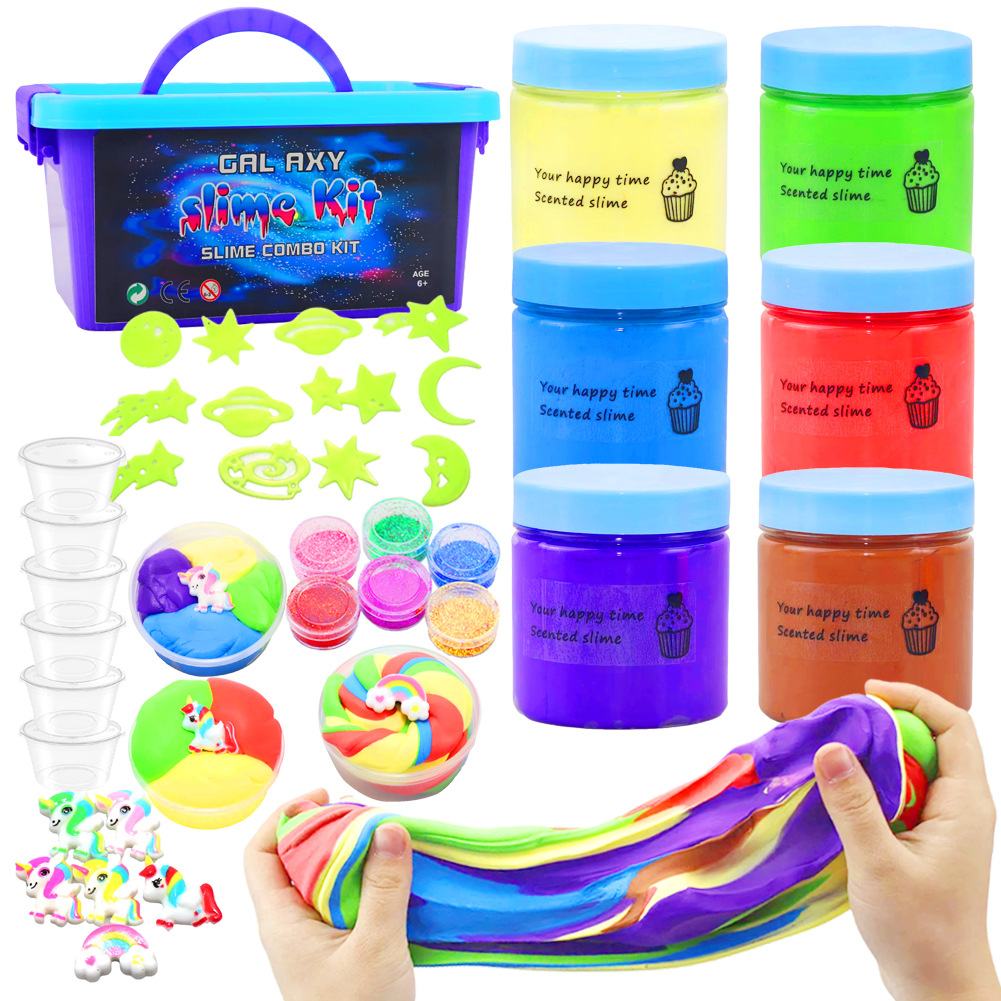 Nouveau Kit de boue d'argile pour bricolage fournitures 6 couleurs Kits de boue de boue de coton jouet Ramen boues décompresser la pâte à modeler pour enfants cadeau 1170