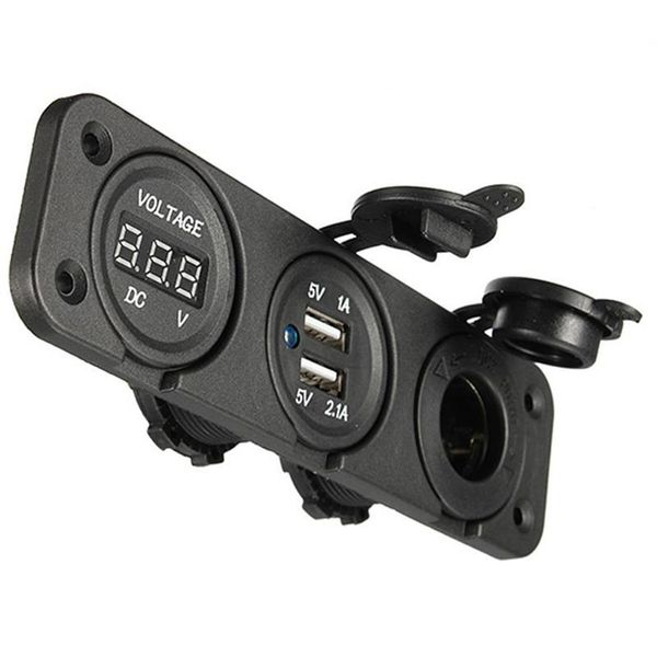 Nuevo adaptador de cargador divisor de enchufe de encendedor de coche USB Dual DIY, voltímetro Digital para Motobike ATV285N