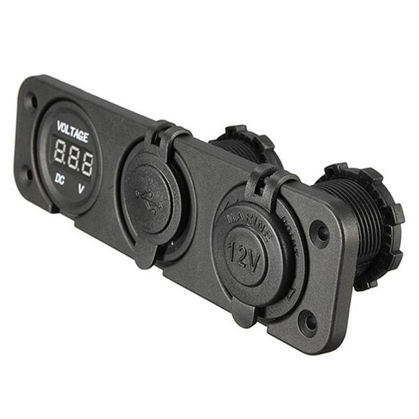 Nuevo DIY Dual USB encendedor de coche enchufe divisor cargador adaptador voltímetro Digital para Motobike ATV305B