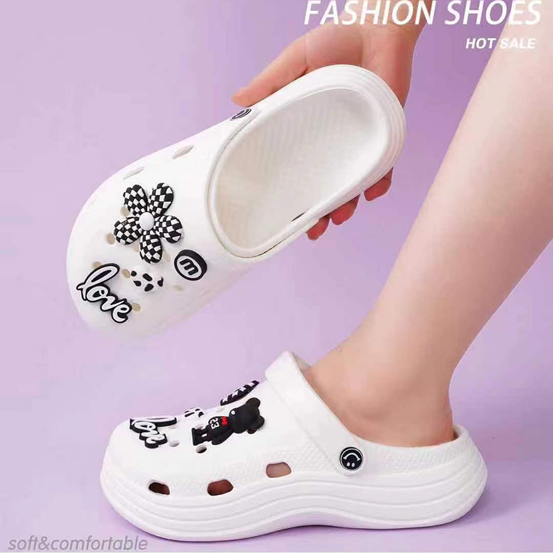 Nieuwe DIY Sesamstraat Verhoogde strandschoenen Baotou Sweet Slippers damessandaal Drag Hole-schoenen