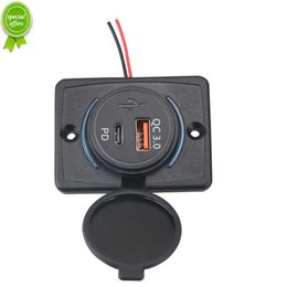 Nuevo DIY impermeable 18W USB QC3.0 tipo C PD cargador de coche enchufe 12V-24V adaptador de corriente para coche RV autobuses camiones barcos teléfono tableta