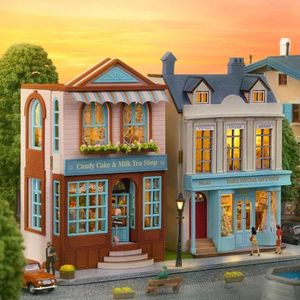 Nuevo kit de edificios en miniatura de madera de bricolaje Casas de muñecas con muebles de postres de postres Casa Dollhouse a mano para niñas regalos de Navidad