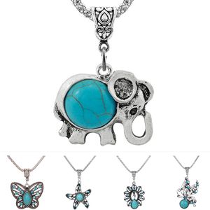Turquoise Starfish Butterfly Elephant Peacock Snap Necklace - DIY 18MM Button Charms, 50cm