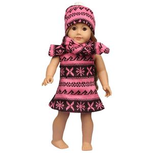Nouvelle poupée set pour American Girls Doll 18 pouces Pink Black Striped Pull Jupe + Pull blanc jupe rouge jupe Inch Children's Toy Doll Set ACCESSOIRES DOLL