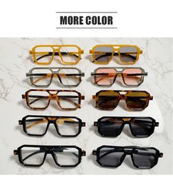 Nouveau cadre carré à double faisceau lunettes de soleil de mode hommes Europe et le réseau des États-Unis lunettes de soleil rouges street shot tendance ins lunettes