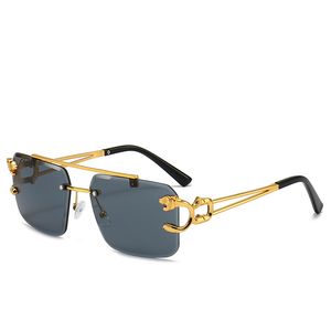 Nouveau double faisceau taillé carré sans monture lunettes de soleil hommes mode léopard tendance lunettes de soleil femmes