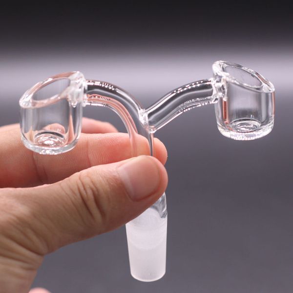 Nouveau 4mm d'épaisseur double bol quartz banger pour bong tuyau d'eau courbé type mâle femelle 10mm 14mm 18mm rapide haute qualité