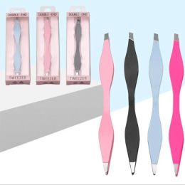 Nuevas pinzas de cejas de doble extremo para las cejas de recorte de cejas antiestáticas Herramientas de maquillaje de belleza Ejemplo Pincet Trimmerfor Precision Brow Tweezers