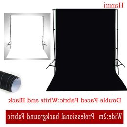 Freeshipping Nieuwe Dubbelzijdige Stof Wit, Zwart Breedte 2M Foto Verlichting Studio Katoen Chromakey Scherm Mousseline Achtergrond Doek Backdro Vevf