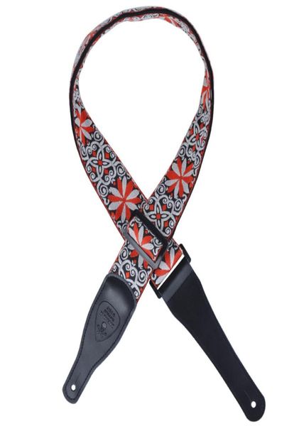 Nuevo doble capa de 25 mm Jacquard Nylon Bass Strap Corturas con extremos de cuero Flower7352354