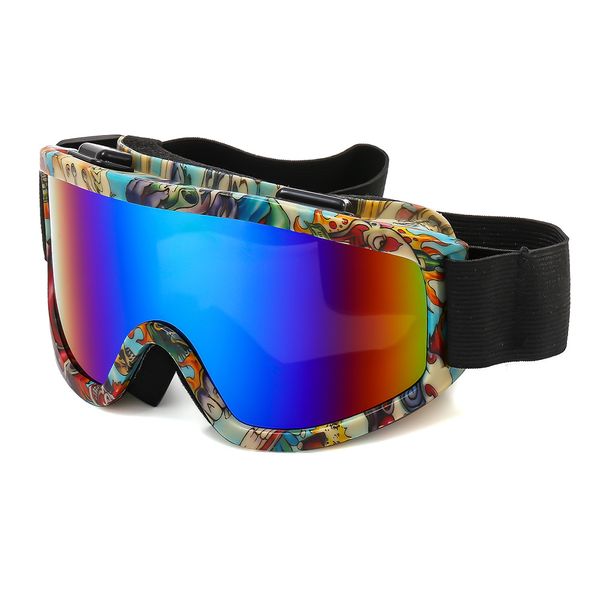 Nouvelles lunettes de ski anti-buée double couche pour l'extérieur, grand cadre, anti-sable, couleur éblouissante, lunettes de sport polarisées PF