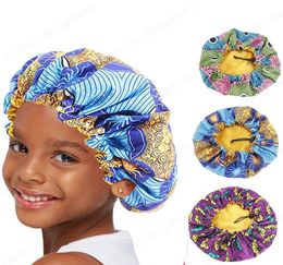 Nouvelle double couche Extra Large Sleep Cap Kids Afrivable African Imprime ankara Satin Bonnet Turban Hat Night Sleep Beanie Chemo Cap7776996