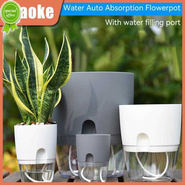 Nouveau Double Couche Intérieur Doré Pour Plantes D'intérieur Petit Pot De Plante En Plastique Transparent Corde De Coton Corde De Coton Auto-Arrosage