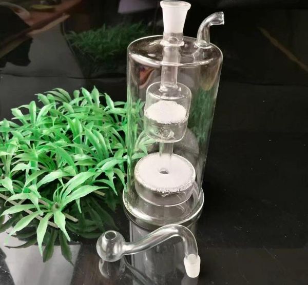 Nueva olla de vidrio ultra silenciosa con núcleo de arena doble, bongs de vidrio al por mayor, cachimba de vidrio, accesorios para tuberías de humo