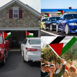 Nieuwe dubbelzijdige Palestijnse auto-vlag met vlaggenmast 12x18 inch heldere en UV-resistente vervagen resistente nationale vlag