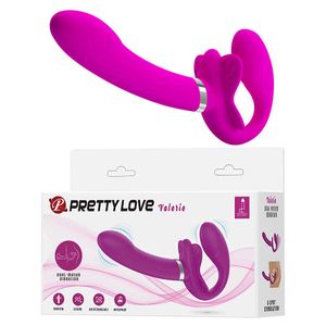 Nouveau Double Vibrant G-Spot Clitoris Vibrateurs Porter Sans Bretelles Strapon Gode Anal Plug Sex Toys pour Femmes Couples Lesbiens S0824