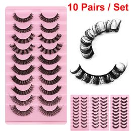 Nuevas pestañas postizas dramáticas 3D Mink Faux Eyelash 10 pares Natural Fluffy Dense Russian Curling Soft Fake Eye Lashes