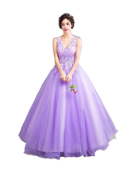 2019 New Dream Fairies Lavande Violet Robes De Soirée La Mariée Princesse Banquet Douce Dentelle Appliques Longues Robes De Soirée De Bal 493