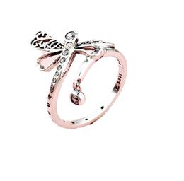 Nuevo anillo de libélulas de ensueño 925 STERTERLING Silver para la personalidad de la moda Accesorios de anillo de insectos naturales Femenino6968119