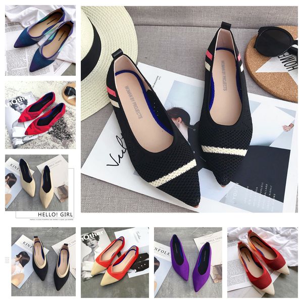 Nouvelles chaussures habillées ballet noir rouge semets doux tricots designer designer en cuir formel plate-forme plate-forme en cuir mode plat chaussure de bateau plat lacets paresseux