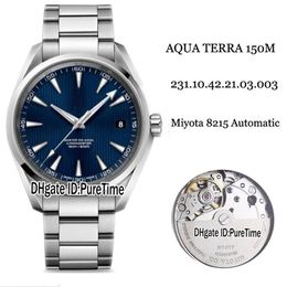 Nueva unidad 150m 231 10 42 21 03 003 Case de acero Azul Textura Dial Miyota 8215 Reloj de hombre automático 41 Relojes deportivos de 5 mm Puret242o barato