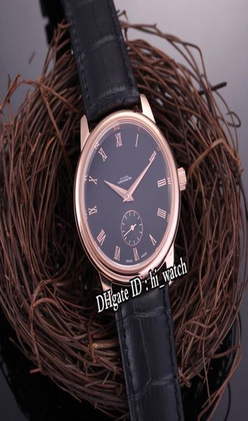 Nuevo Drive Prestige Small Seconds 46145001 Reloj automático para hombre Oro rosa Esfera negra Relojes Roma Mark Cuero negro hiwatch H041790330