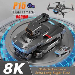 Nouveau Drone P15 Brushless Évitement d'obstacles GPS Retour automatique 4K / 8K HD Photographie aérienne Double caméra Télécommande Avion HKD230807