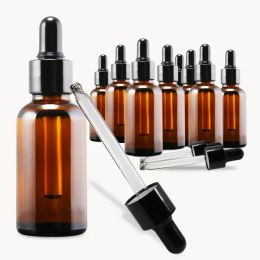 NIEUWE DRUKPER FLESSEN 5ml-100 ml reagens oogdruppel barnsteenglas aromatherapie vloeistof pipetfles bijvulbare flessen Travelfor Ravulable Amber Glass flessen