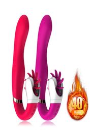 Nouveau double stimulateur chauffage vibrateur multivitesse GSpot vibrateur vibrant Clitoris masseur langue léchage jouets sexuels pour femmes1181749